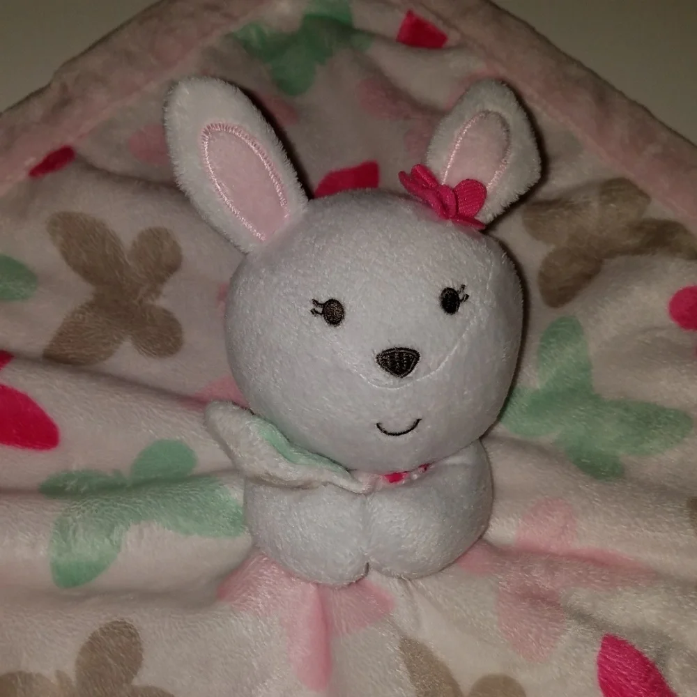 Carter's Bunny Rabbit Butterfly Lovey White Pink Gray Green